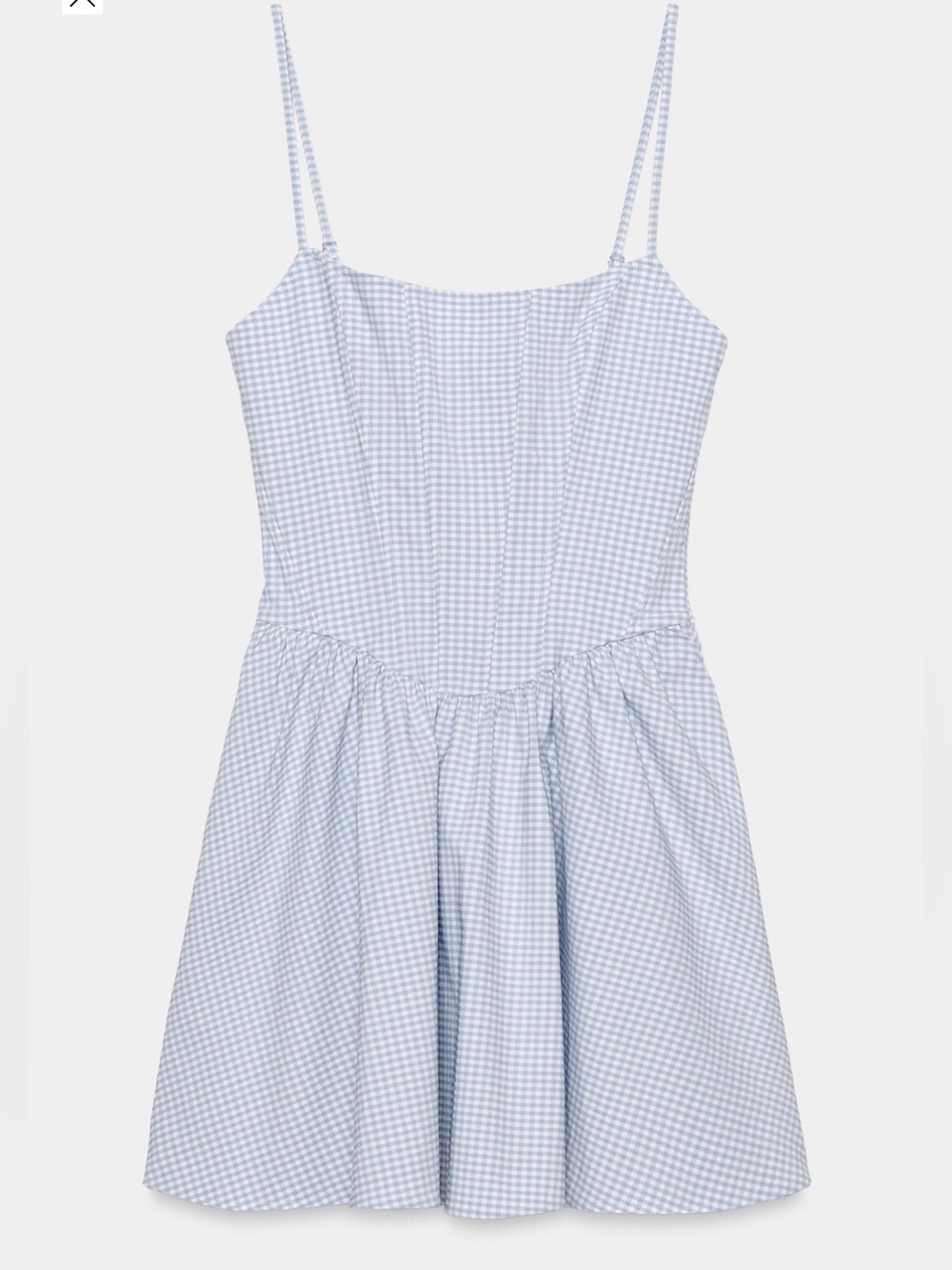 Zara Mini Blue/White Gingham Dress - Picture 4 of 6